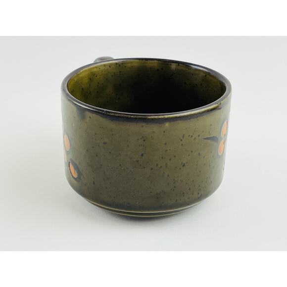 Vintage Otagiri Speckled Soup Coffee Mug Large Brown Orange Botanical Flower Cup - Picture 5 of 9